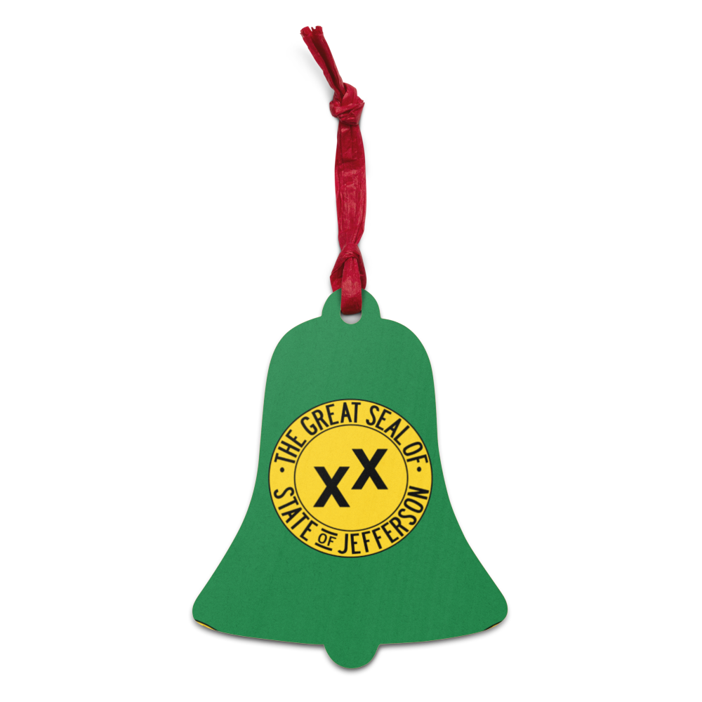 State of Jefferson Wooden Liberty Bell Christmas Ornament