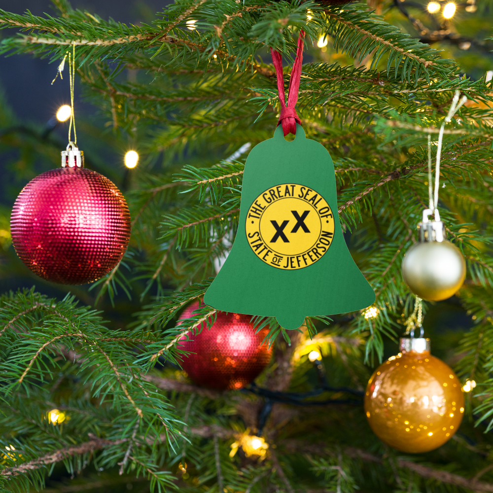 State of Jefferson Wooden Liberty Bell Christmas Ornament