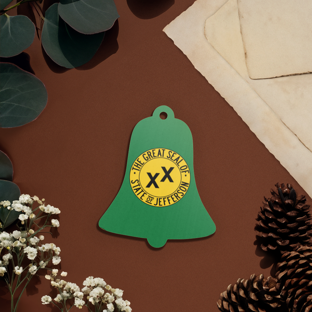 State of Jefferson Wooden Liberty Bell Christmas Ornament